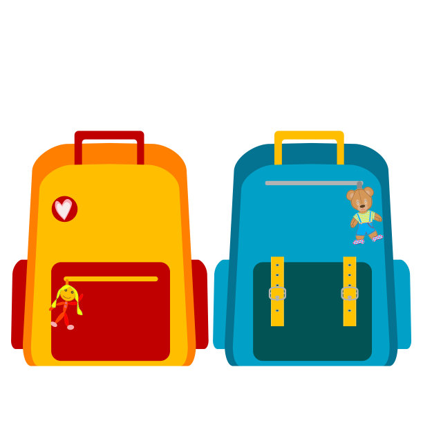 两个书包孤立地放在白色的背景上图片下载