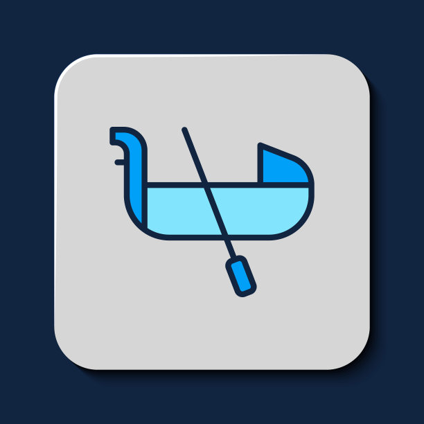 填充轮廓贡多拉船意大利威尼斯图标孤立的蓝色背景。旅游划船交通浪漫。向量图片下载