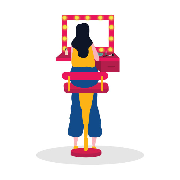 女孩化妆镜，口红，梳子，刷子和面霜配件，化妆品，时尚，优雅，魅力，时尚，从后面图片下载