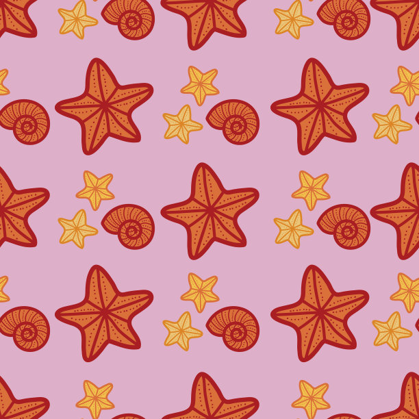 可爱和可爱的贝壳插图作为无缝表面图案设计图片下载