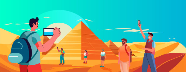 游客在旅游景点前拍照留念是在假日度假的人们在夏日旅游的概念图片下载