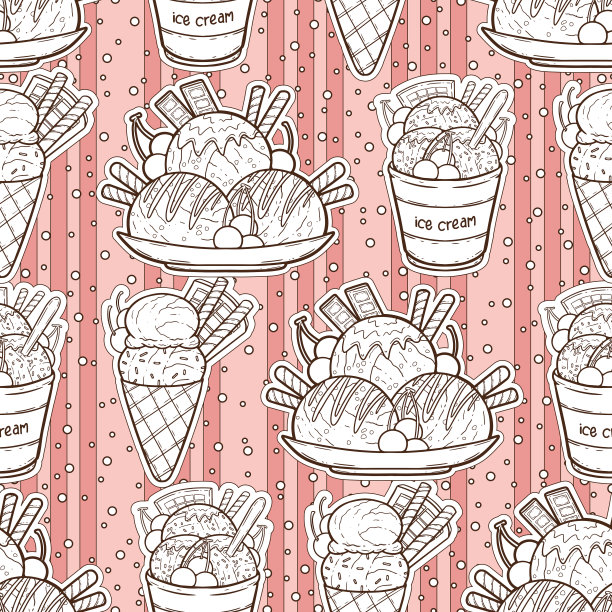 三种冰淇淋表面无缝图案设计图片下载