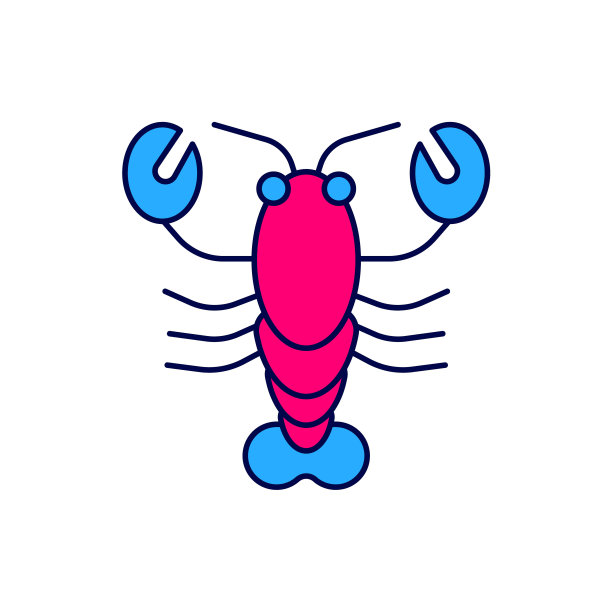 填充轮廓龙虾图标孤立的白色背景。向量图片下载