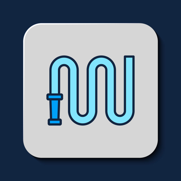 填充轮廓消防软管卷轴图标孤立的蓝色背景。向量图片下载