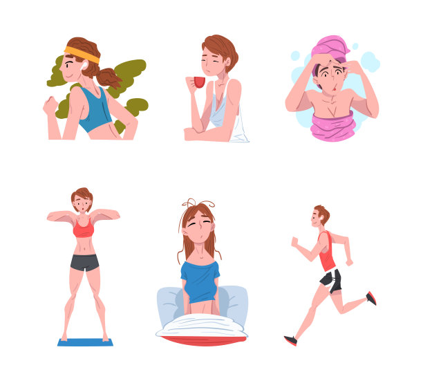 从事日常活动的青年男女矢量集图片下载