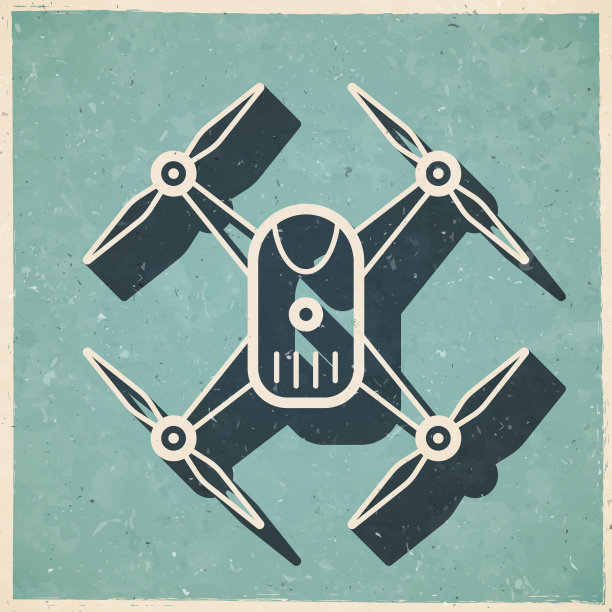 无人机-四轴飞行器。图标复古复古风格-旧纹理纸图片下载