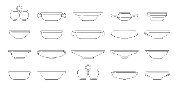 各种陶瓷板。矢量图标说明盘。传统的乌克兰陶器图片下载
