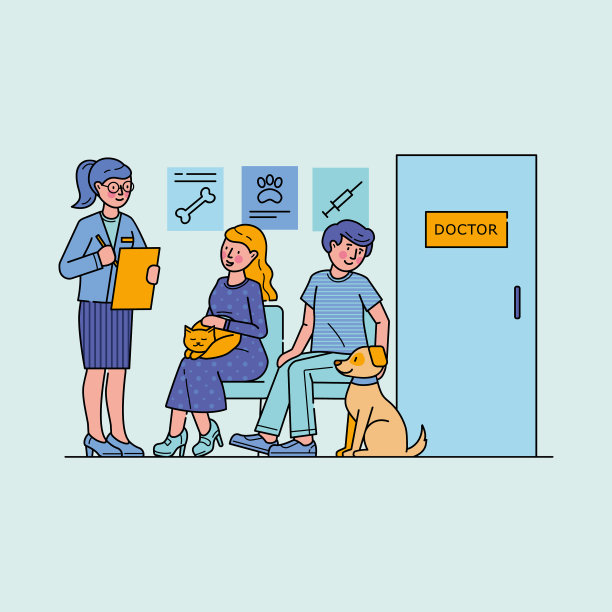 带宠物的人在排队等候医生图片下载