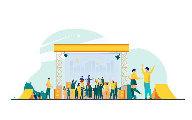 快乐的人们在摇滚音乐会公寓里玩得很开心图片下载