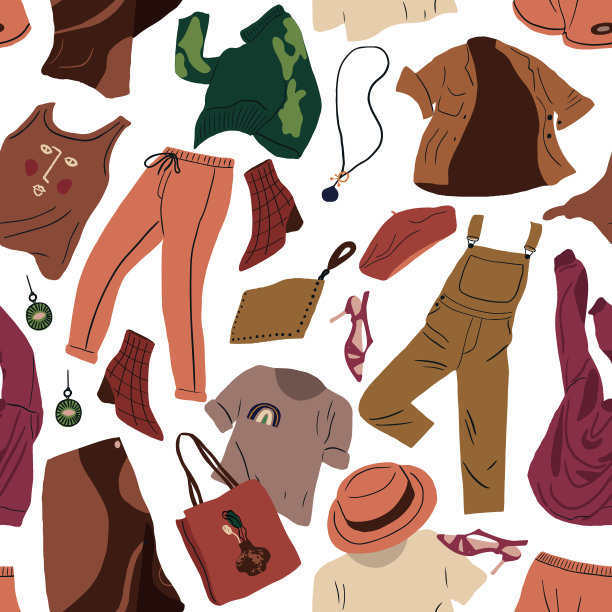 无缝图案与时尚现代女装。图片下载