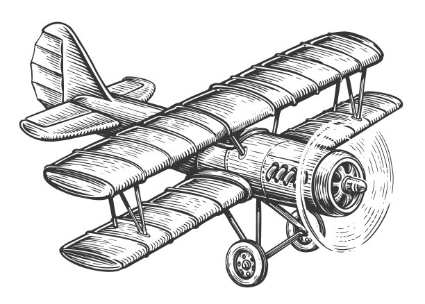 复古飞机双翼飞机与活塞发动机复古图片下载
