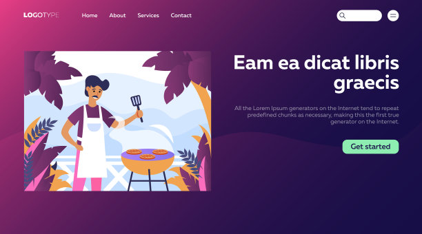 男子在户外烤牛排图片下载