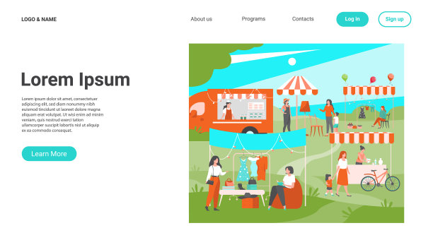 快乐的人们在街头跳蚤市场图片下载