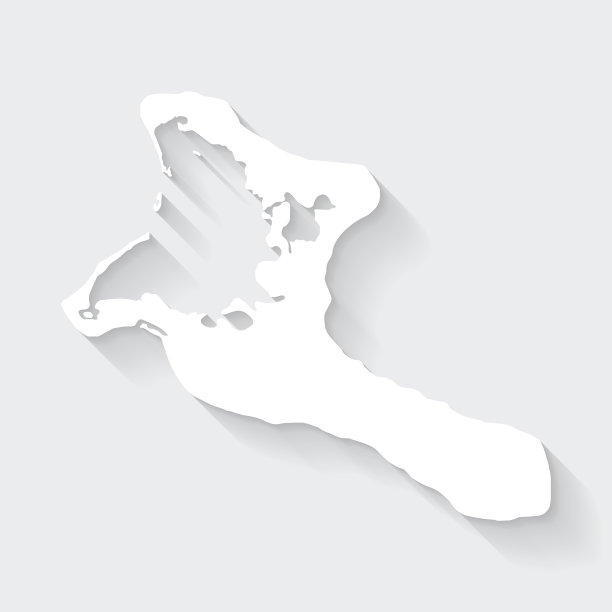 基里巴斯地图与长阴影空白背景-平面设计图片下载