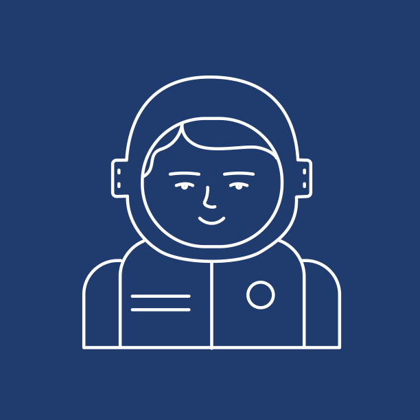 宇航员-可爱的细线天文图标图片下载