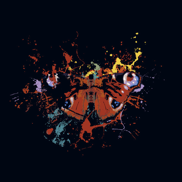 带有抽象斑点的美丽孔雀蝴蝶图片下载