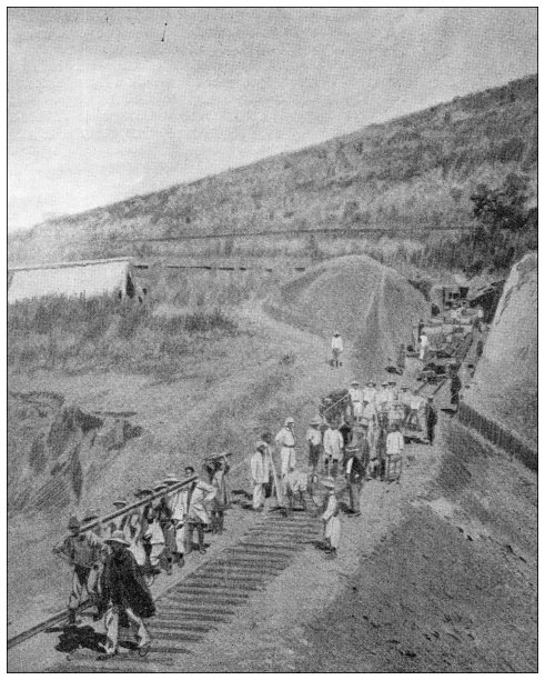 仿古图片:刚果的铁路建筑图片下载