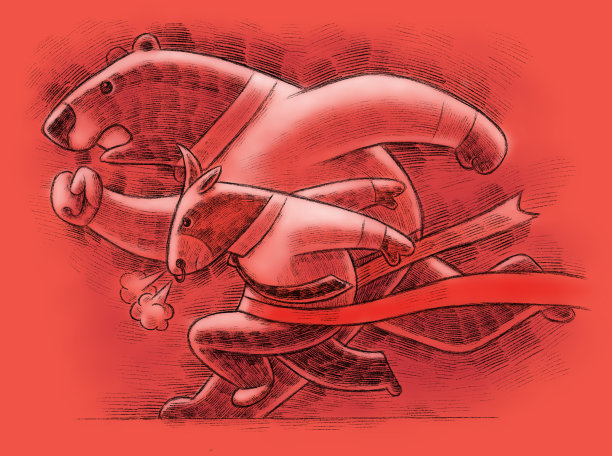 熊和牛一起跑图片下载