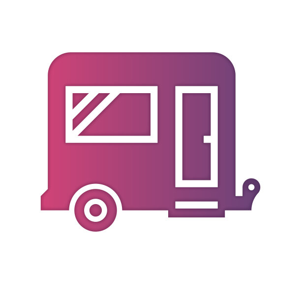 大篷车露营梯度颜色和剪纸风格图标设计图片下载