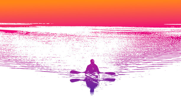 男人在湖上划皮艇图片下载