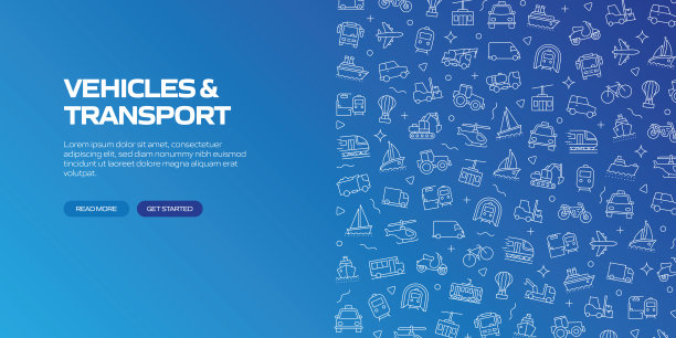 车辆及运输相关图案设计。现代线条风格设计图片下载