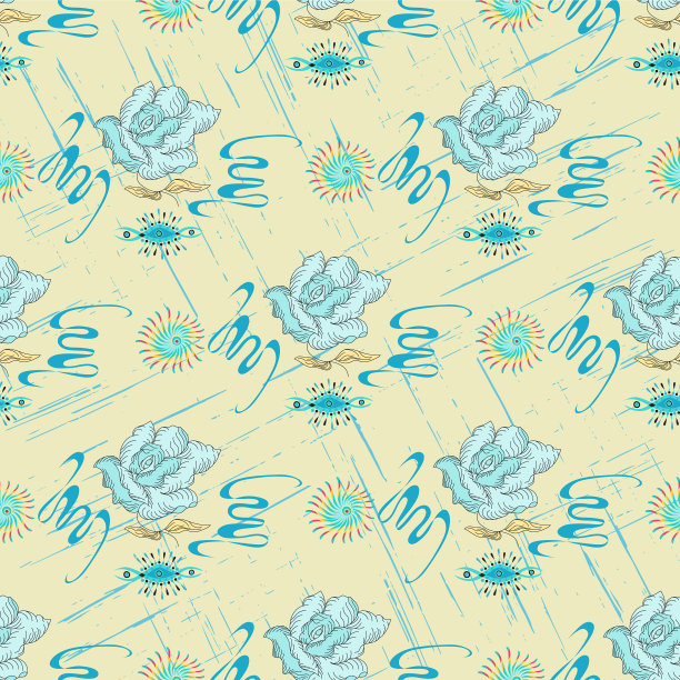 蓝色玫瑰在浅背景抽象图案图片下载