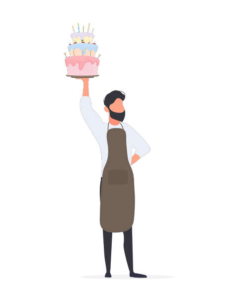 厨师拿着生日蛋糕一个男人拿着派图片下载