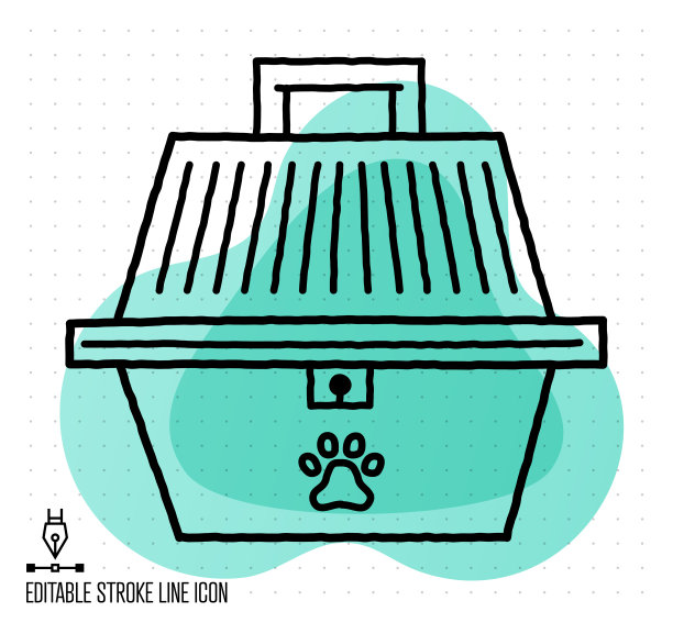 宠物载体矢量可编辑线插图图片下载