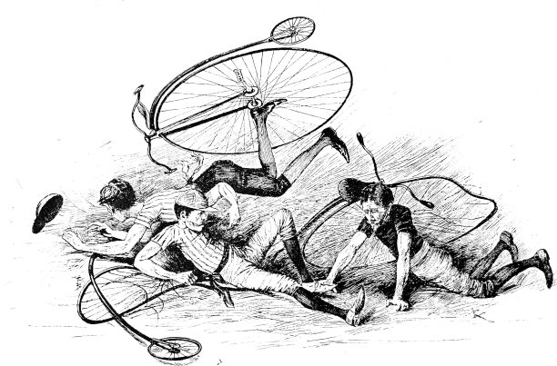 3个小前轮自行车手摔了一跤图片下载