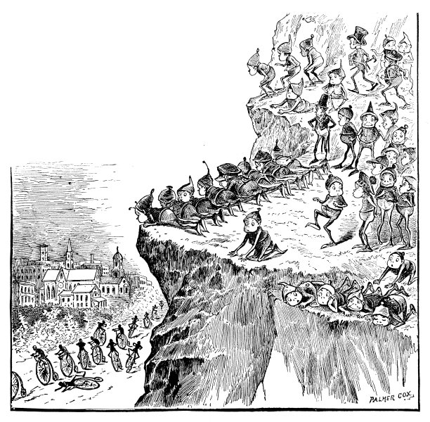 有趣的卡通人物的古董插图(“布朗尼”，1887年)图片下载