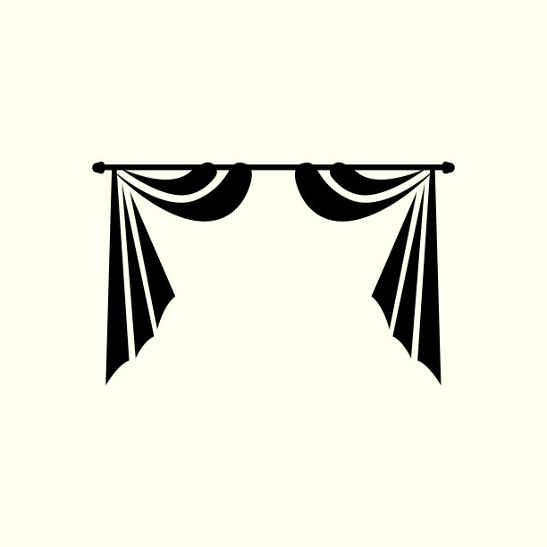 家庭和展览窗帘标志设计，建筑装饰矢量插图图片下载