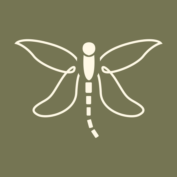 蜻蜓标志，飞行动物设计，昆虫矢量插图模板图片下载