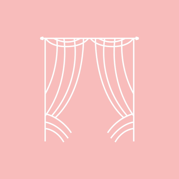 家庭和展览窗帘标志设计，建筑装饰矢量插图图片下载