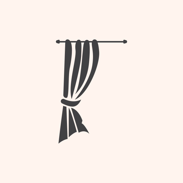 家庭和展览窗帘标志设计，建筑装饰矢量插图图片下载