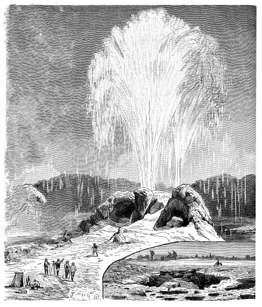 老忠实喷泉，黄石公园19世纪图片下载