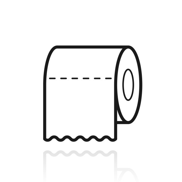 卫生纸卷。白色背景上反射的图标图片下载