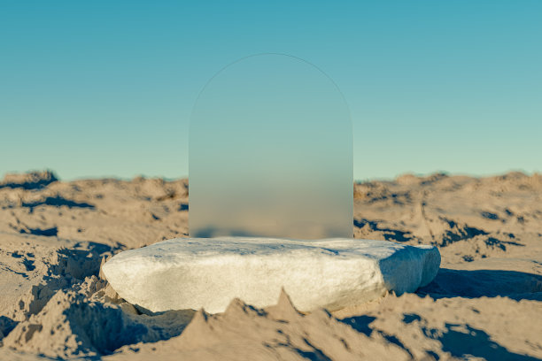 3d演示基座由岩石与岩石景观背景上的方形背制成图片下载