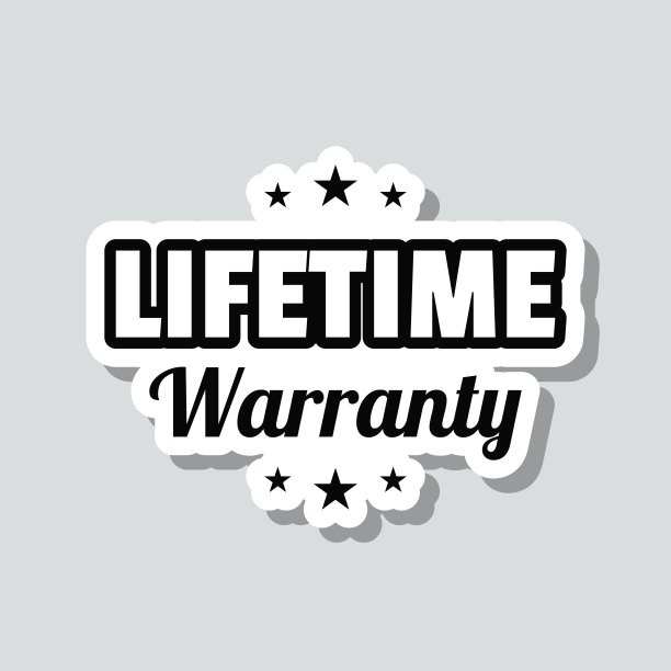 终身保修。灰色背景上的图标贴纸图片下载