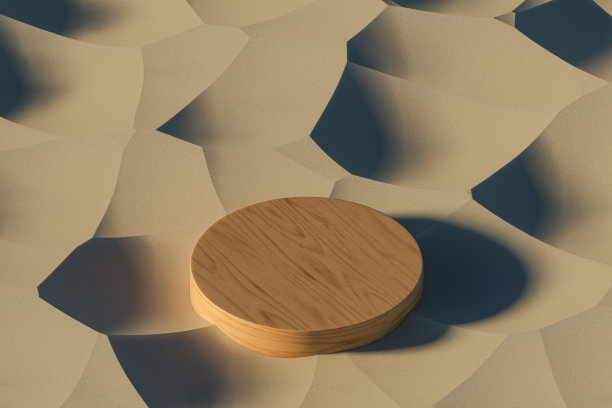 三维呈现台座的木材制成的沙漠，户外场景，等距视图图片下载