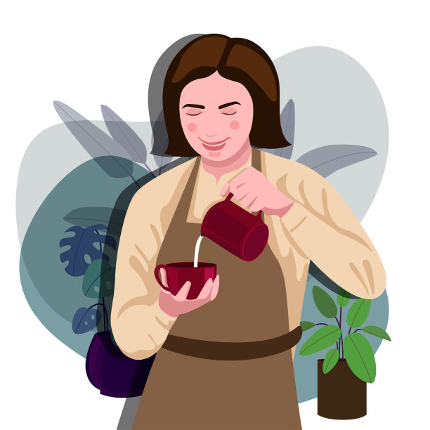 Beautiful Young woman/Barista preparing coffee with Smile in Coffee Café, Small Business Concept.图片下载