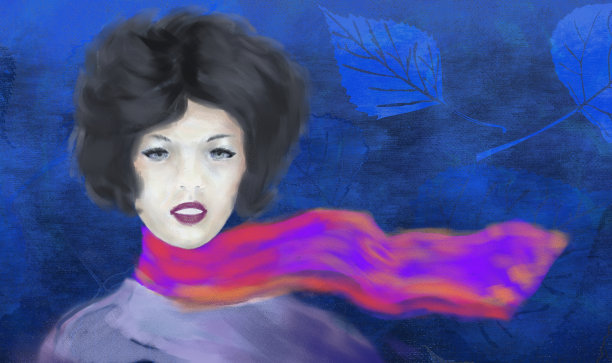 装饰背景上一个年轻女子的浪漫肖像图片下载