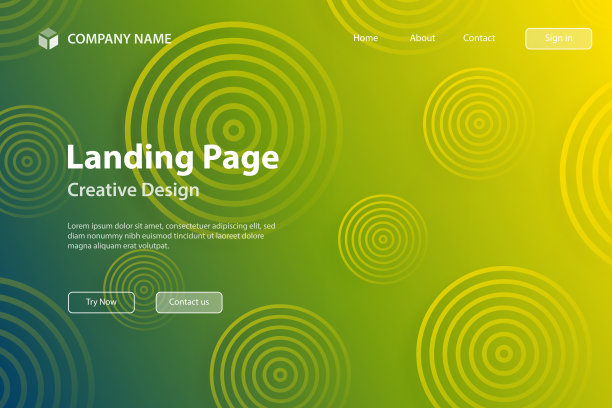 登陆页面模板-用绿色圆圈抽象渐变背景图片下载