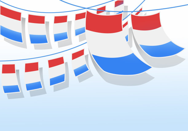 绳子上悬挂着一排法国国旗图片下载