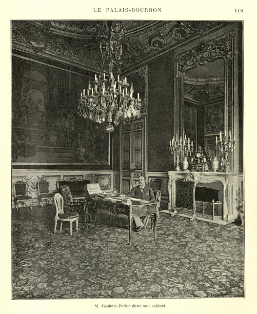 Casimir-Perier在他的办公室，波旁宫，法国巴黎，19世纪图片下载