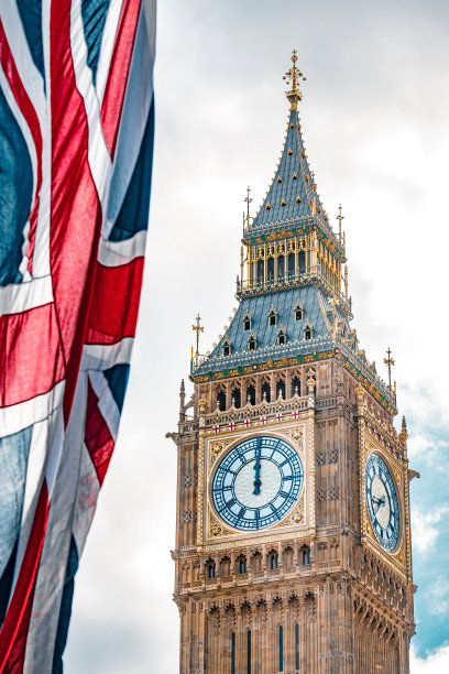 多云天的大本钟特写图片下载