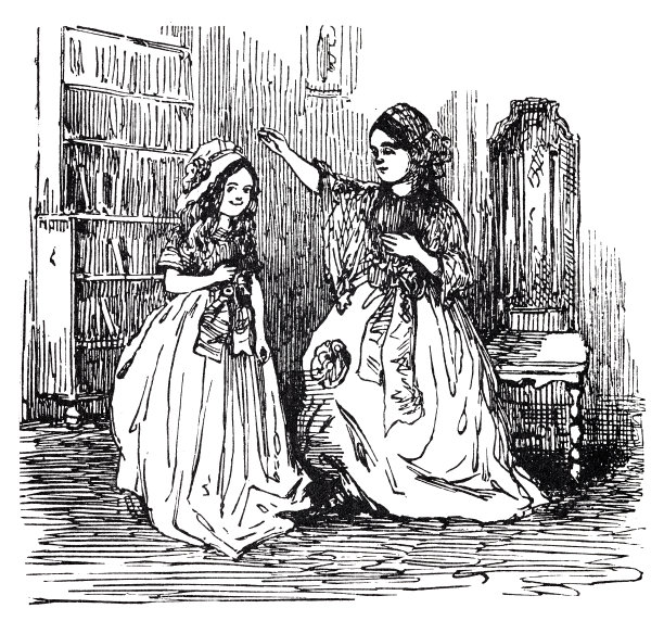 母亲和女儿在图书馆聊天图片下载