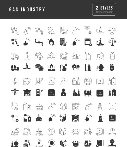 一套简单的天然气工业图标图片下载