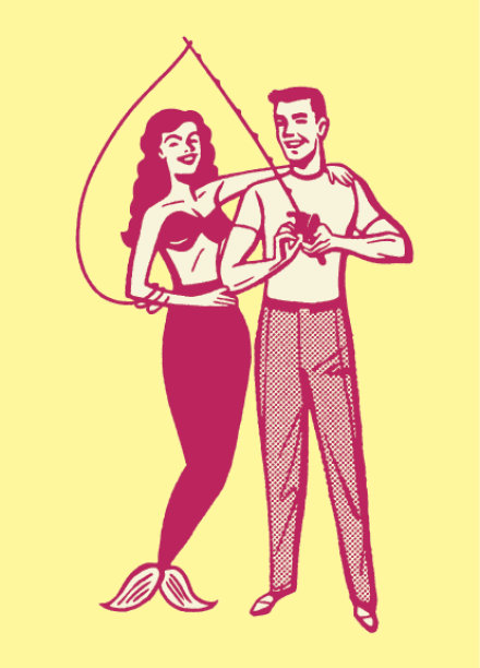 美人鱼和人类钓鱼图片下载