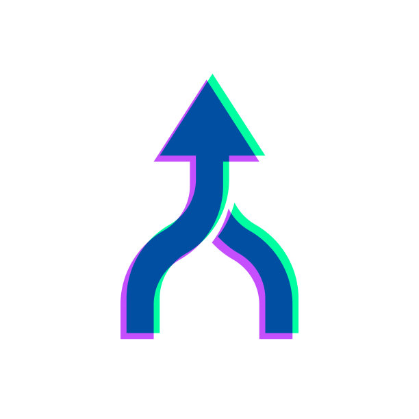 方向箭头合并。图标与两种颜色叠加在白色背景上图片下载