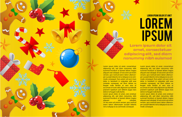 圣诞书或杂志插图模板。图片下载